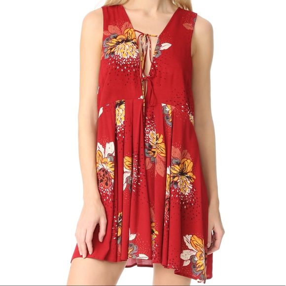 Free People red floral dress M - Picture 2 of 4